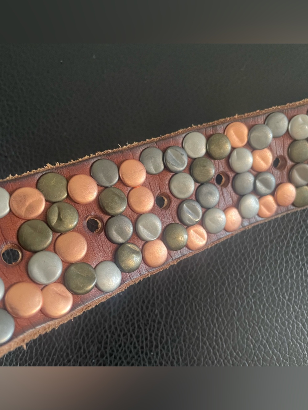 Amsterdam Heritage studded brown leather belt size 95 M/L - Picture 10 of 10